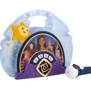 DISNEY WISH Sing Along Boombox w/ Bluetooth Real Mic Lights Built-in Music-WORKS
